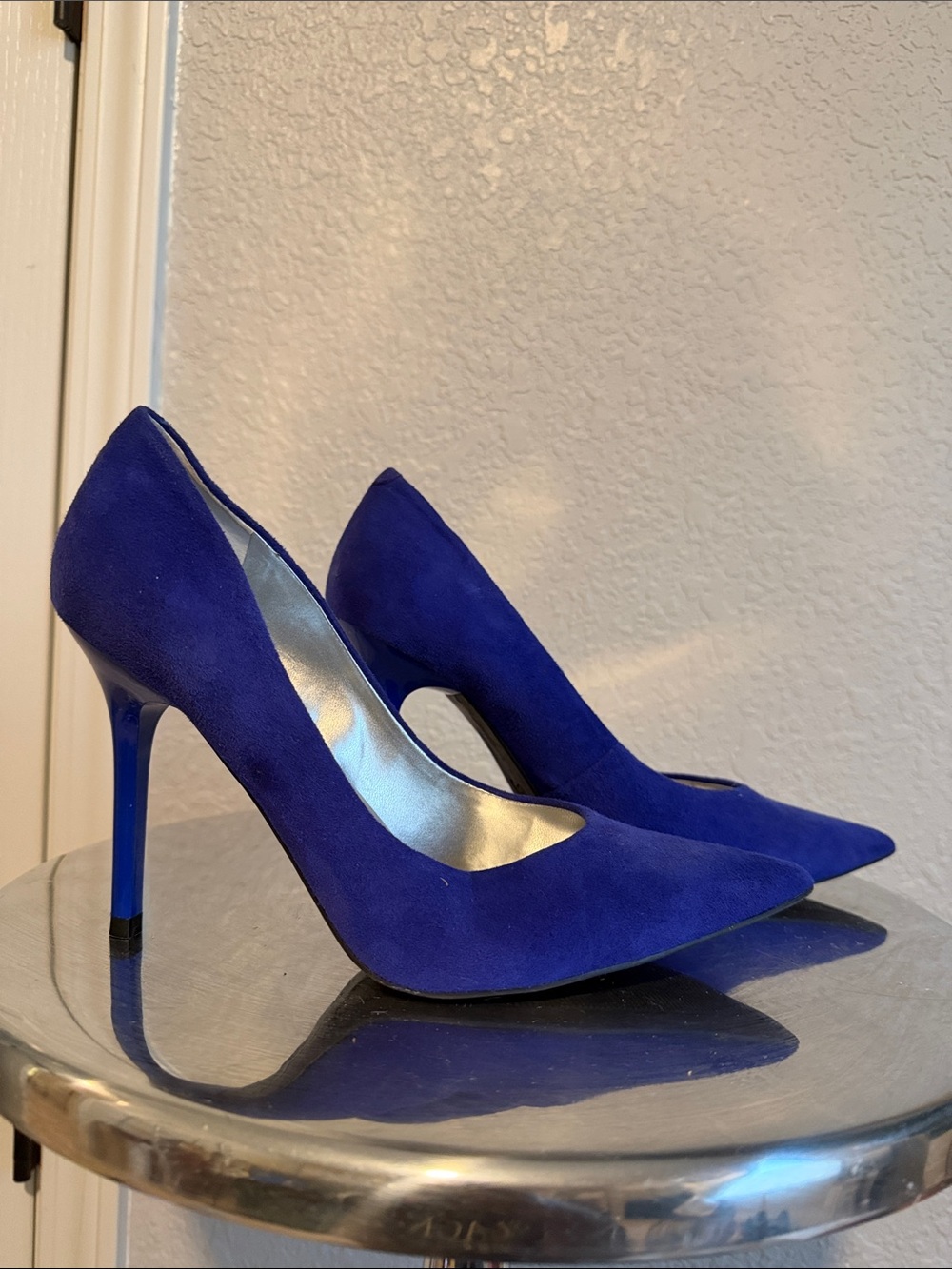 Royal Blue Suede Pointed-Toe High Heels